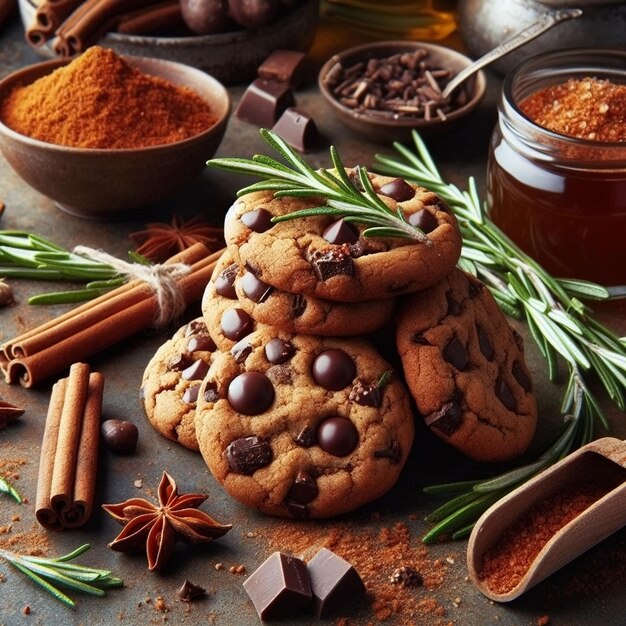 Spicy rosemary chocolate chip cookies