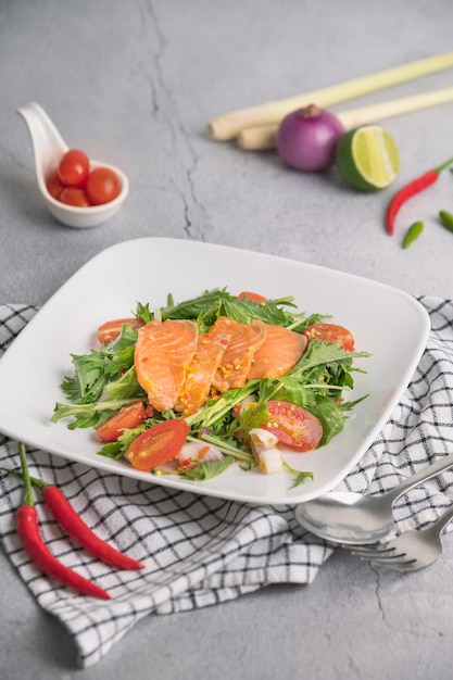 Spicy Salmon Salad on plate