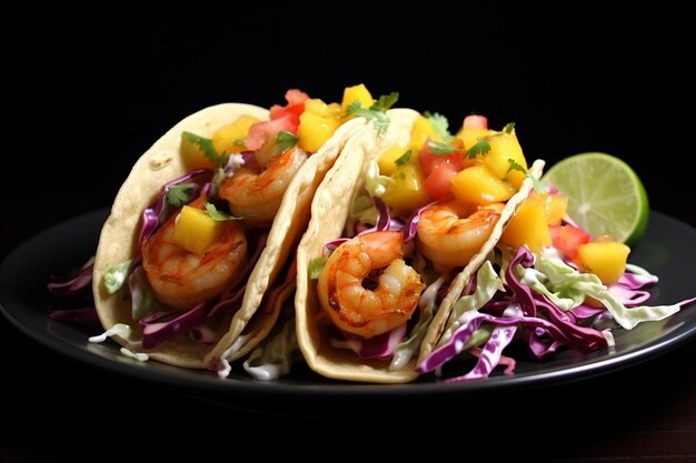 Spicy Shrimp Tacos with Mango Salsa Avocado Crema