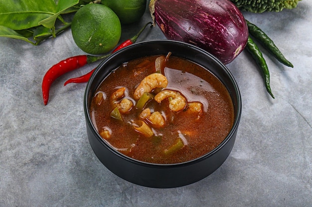 Spicy and Sour Soup with Prawns