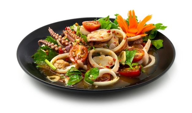 Spicy Squid Salad with vegetables Appetizer dish Thai Food