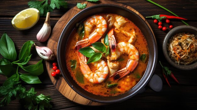 Spicy Tasty Thai Tom Yum Soup with Shrimp _24xjpg