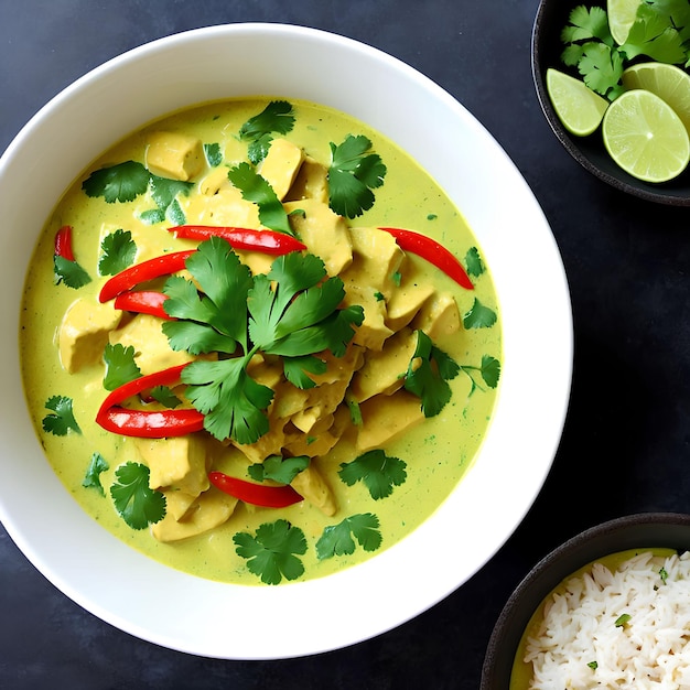 Photo spicy thai coconut green curry generative art by ai