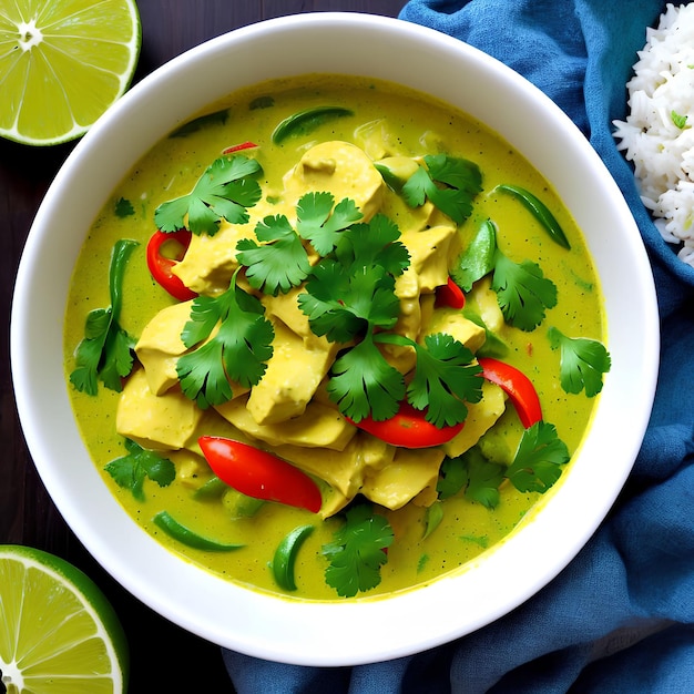 Photo spicy thai coconut green curry generative art by ai