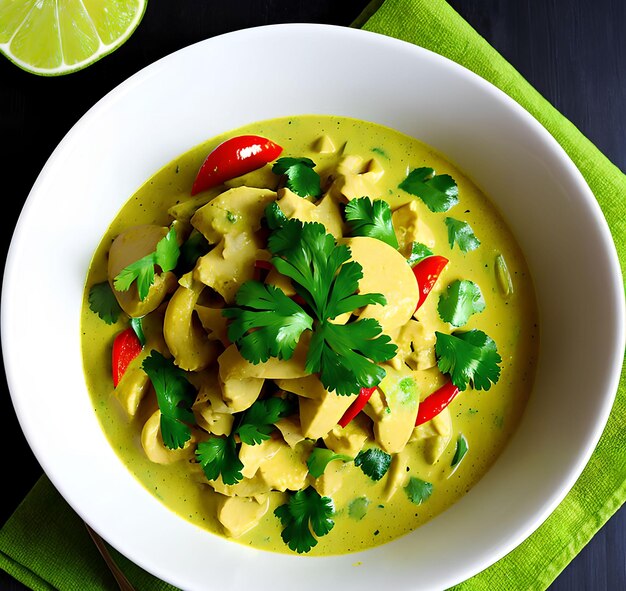 Spicy Thai Coconut Green Curry generative art by AI