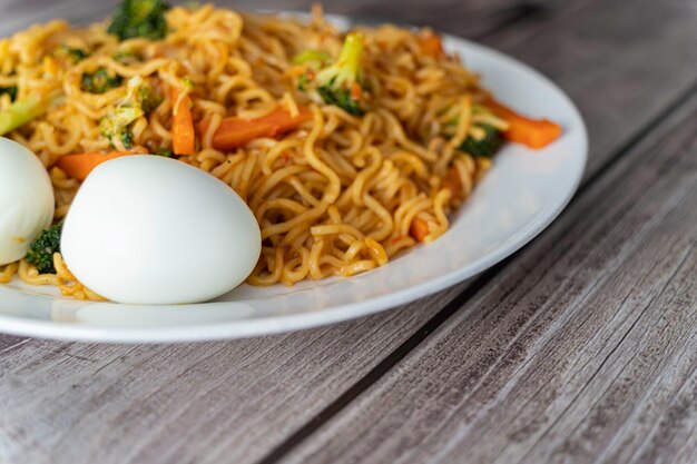 Spicy Thai Noodles served with boiled eggs