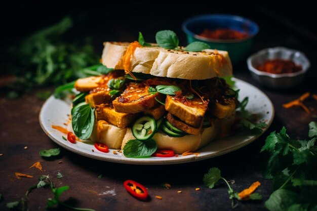 Photo spicy tofu banh mi bliss