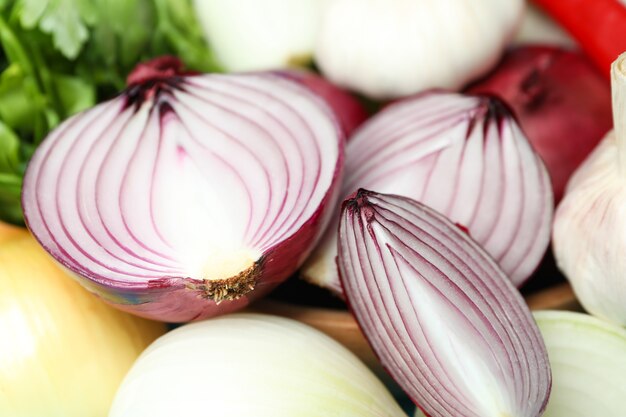 Spicy vegetables and parsley, close up and selective focus