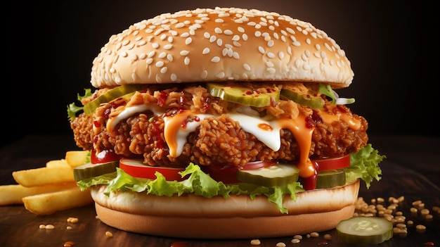 spicy zinger burger with fries