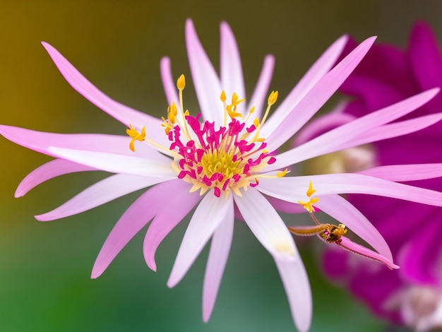 자연 배경 인공 지능으로 아름답게 피어난 거미 꽃 꽃