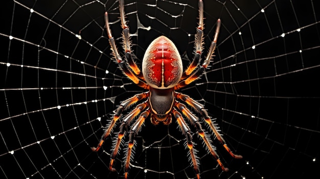 Foto il ragno intreccia in modo intricato la sua tela