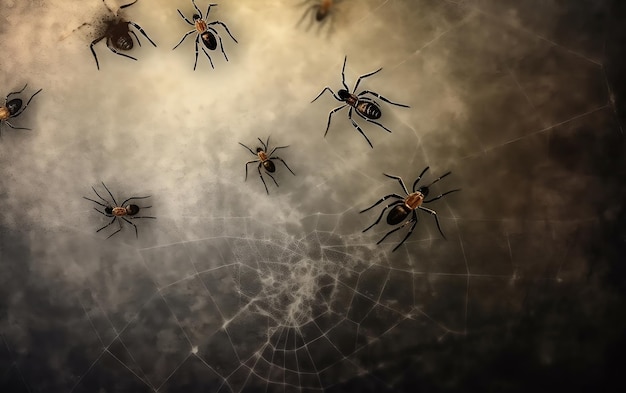 A spider is seen in a web.