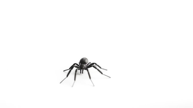 A spider is walking on a white surface