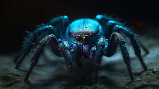 A spider is in the water with a blue backgroundgenerative ai