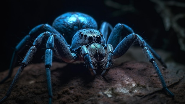 A spider is in the water with a blue backgroundgenerative ai