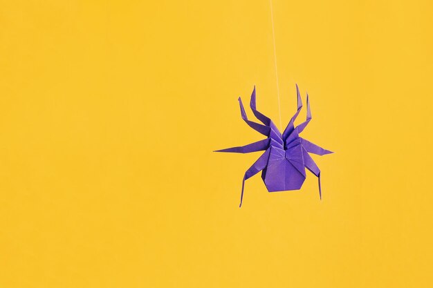 Foto spider op oranje achtergrond halloween concept