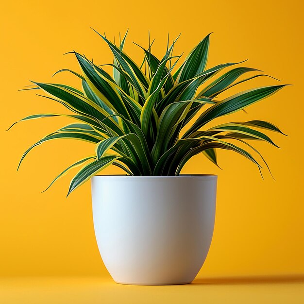 Photo spider plant chlorophytum comosum in white pot