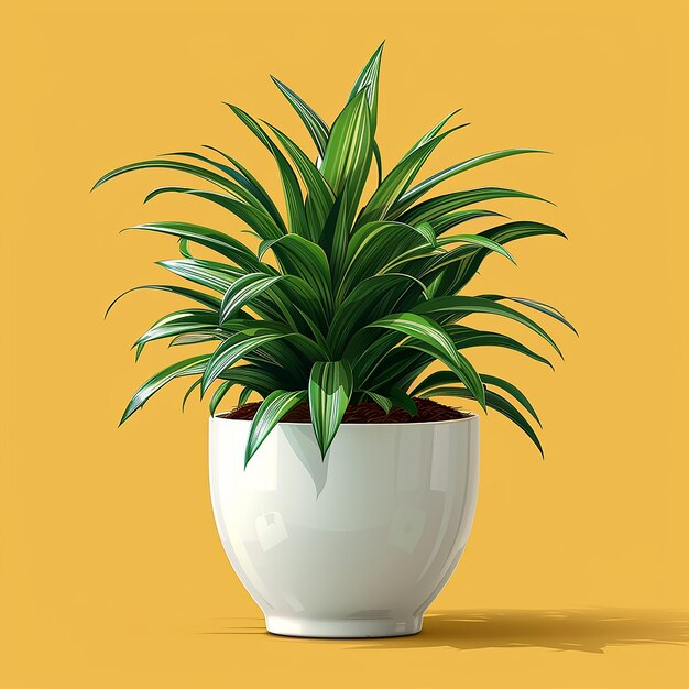 Photo spider plant chlorophytum comosum in white pot