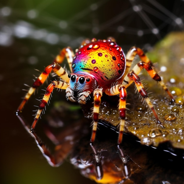 Spider rainbow color illustration