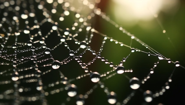 пауковая паутина блестит в росе близко к природе сложная ловушка, созданная искусственным интеллектом
