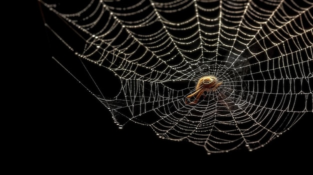 Spider web on isolated black background