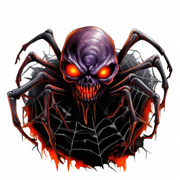 spider web poison Halloween illustration scary horror design tattoo vector isolated sticker fantasy