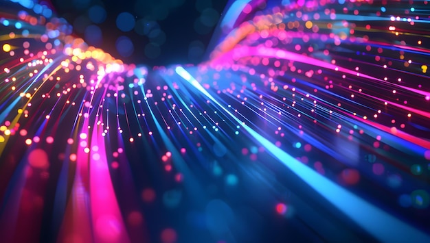 a spider web with colorful lights and a colorful background