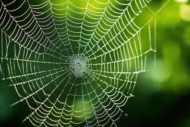 Photo spider web with dew drops generative ai