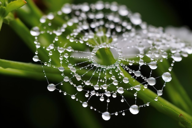 spider web with dew drops Generative Ai