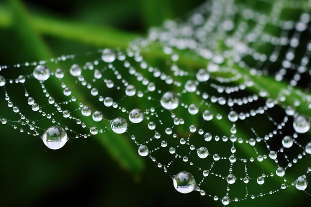 Photo spider web with dew drops generative ai