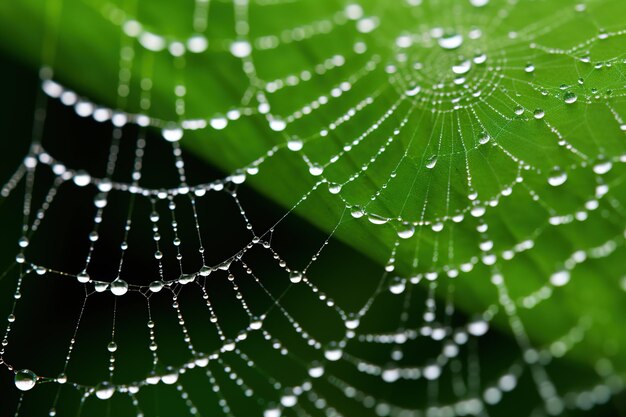 spider web with dew drops Generative Ai