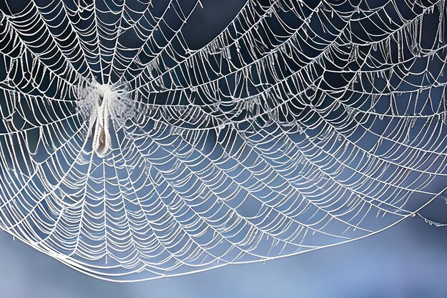 Spider web with drops of water