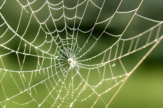 Spider web with drops of water