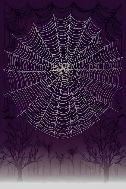 Spider web with a spider web on purple background