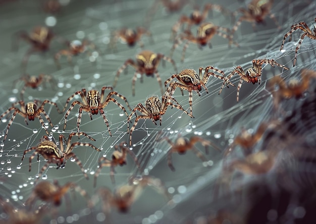 Photo a spider web with a spider web that has a spider on it