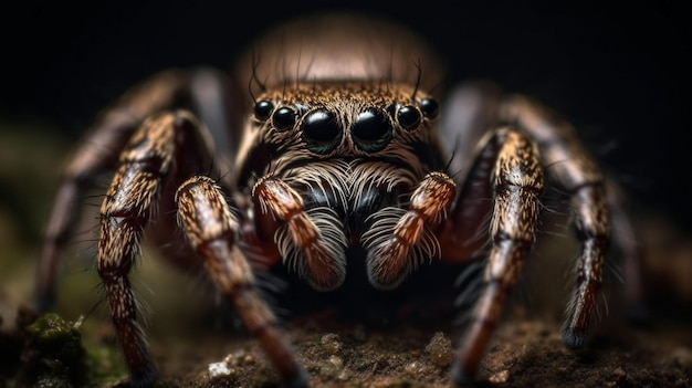 A spider with big eyes and a big black eye.