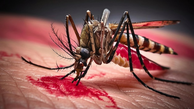 Photo a spider with a blood drop on its chest is shown