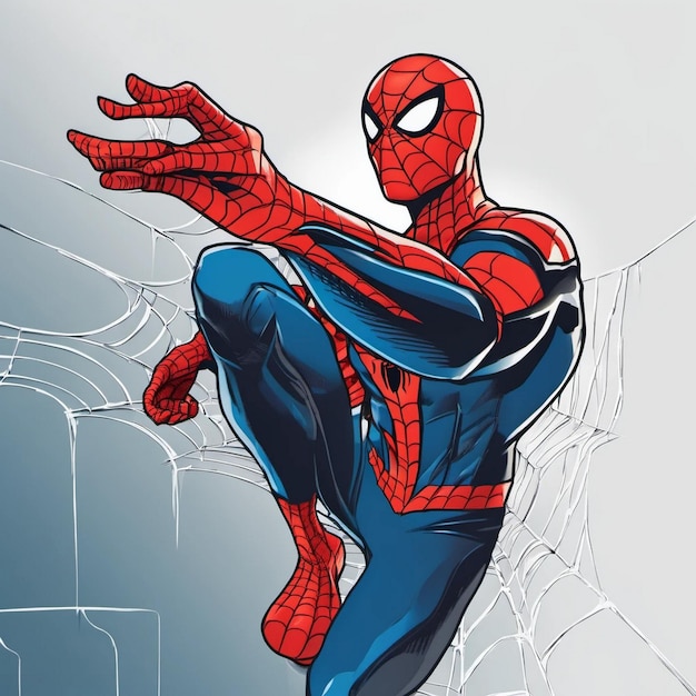 a spiderman figure is on a gray background