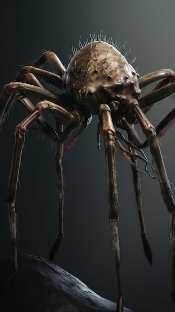 Photo a spidermonster with several pairs of limbs covered with sharp needles able to move quickly on any surface