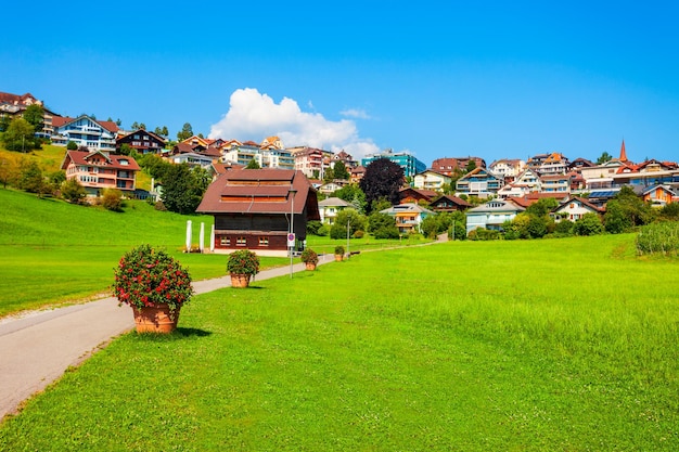 Spiez stad panoramisch uitzicht Zwitserland