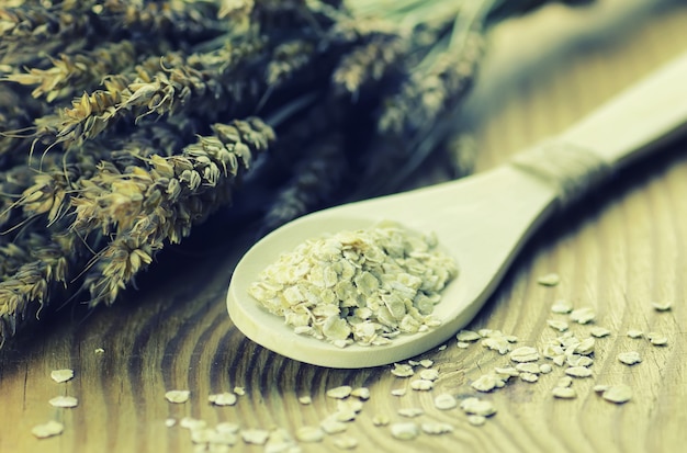 Spikelets of wheat and barley in the dish