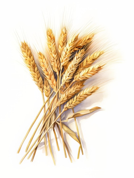 Spikelets of wheat on a white background