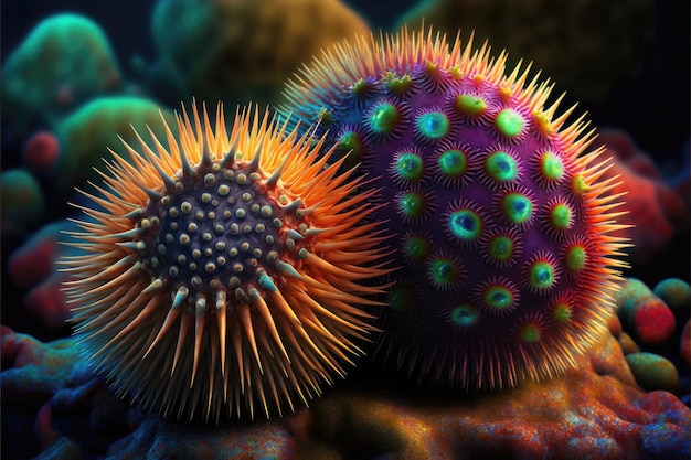 The spiky and colorful sea urchins of the ocean