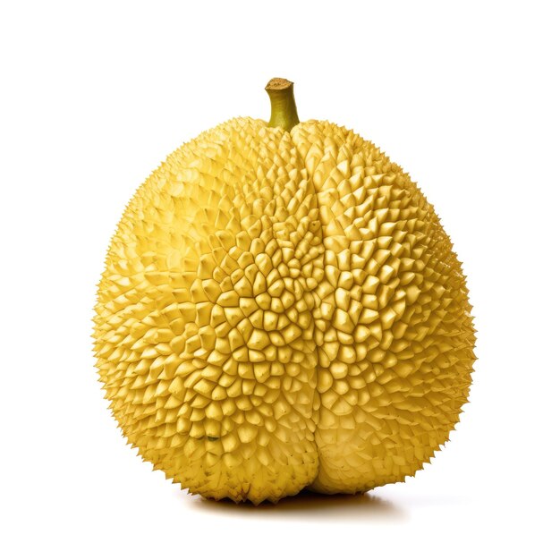 Spiky durian fruit isolated on a clean white background