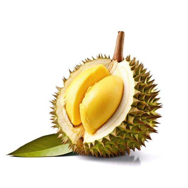 Photo spiky durian fruit isolated on a clean white background