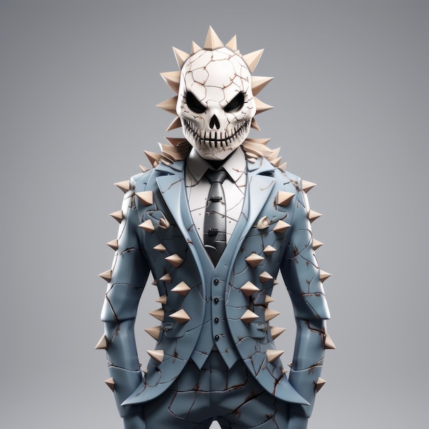 Photo spiky skull halloween costume with multilayered textures and hyperrealistic details