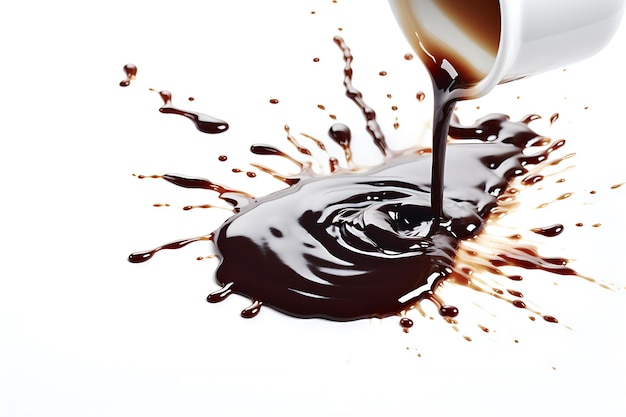 Photo spilled black coffee on a white background