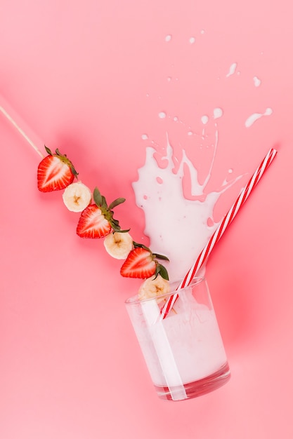 Spilled strawberry banana shake