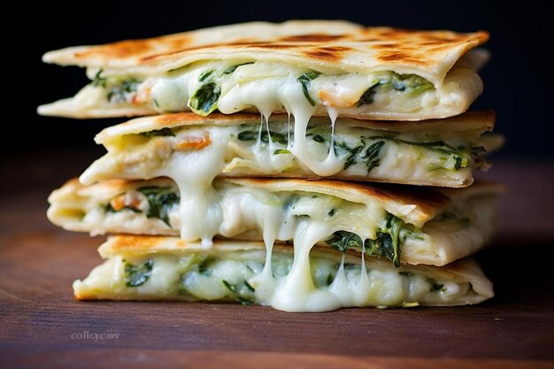 Photo spinach artichoke dip quesadillas with parmesan