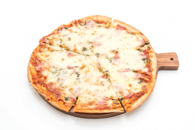 Foto pizza con spinaci e pancetta